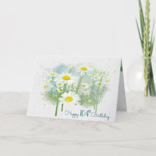White Daisies 104th Birthday Card