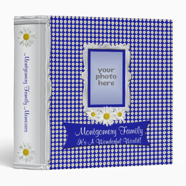 White Daisies 1.5 inch Memories Album 3 Ring Binder (Front/Spine)