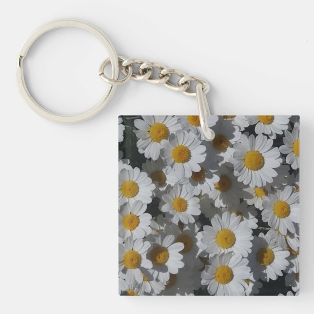 White Daisies Acrylic Keychain (Front)
