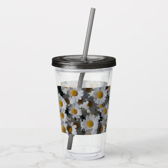 White Daisies Acrylic Tumbler (Back)