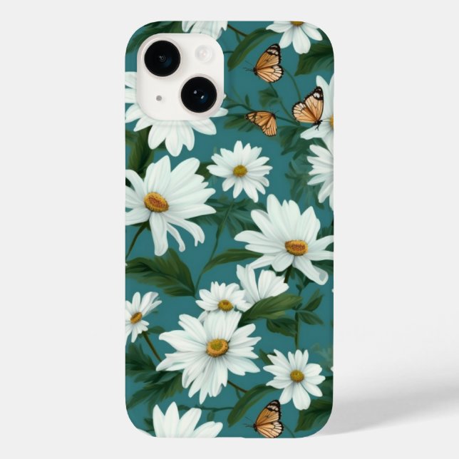 White Daisies and Butterflies Case-Mate iPhone Case (Back)