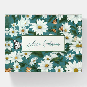 White Daisies and Butterflies With Name Paperweight