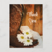 White Daisies and Cowboy Boots Wedding Thank You Postcard (Front)