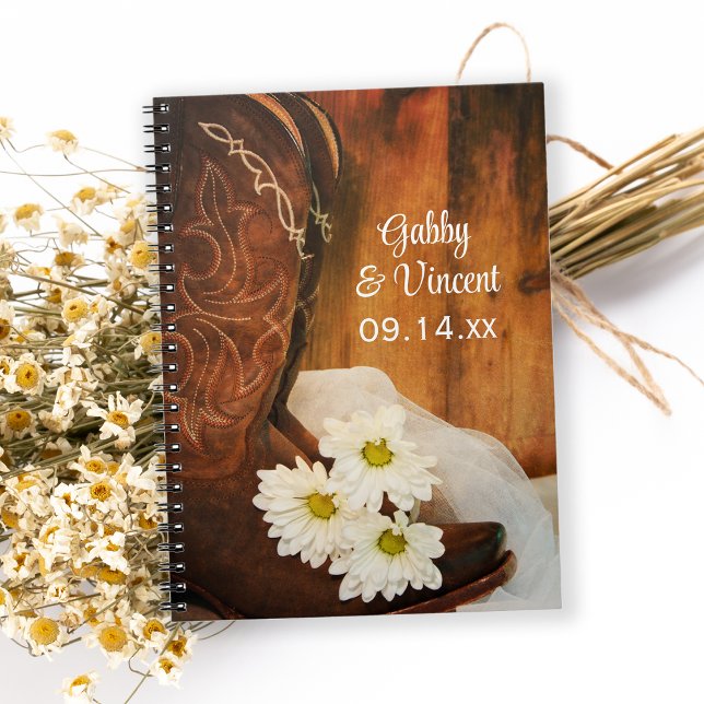 White Daisies and Cowboy Boots Western Wedding Notebook (Creator Uploaded)