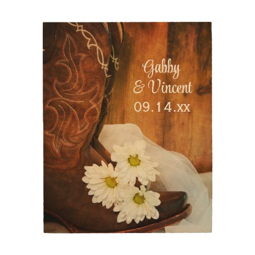 White Daisies and Cowboy Boots Western Wedding Wood Wall Decor