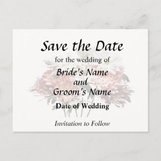 White Daisies and Pink Mums Announcement Postcard