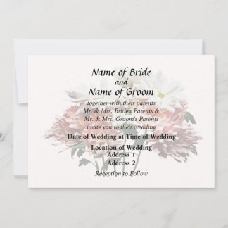 White Daisies and Pink Mums Invitation