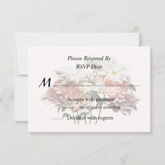 White Daisies and Pink Mums RSVP Card