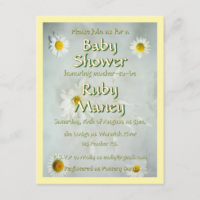 White Daisies Baby Shower Postcard (Front)