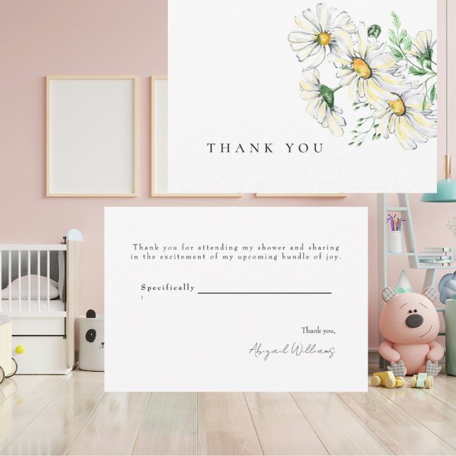 White Daisies Baby Shower Thank You Card (Creator Uploaded)