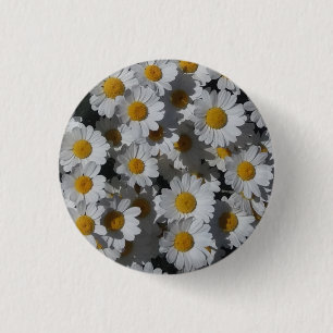 White Daisies Badge Button