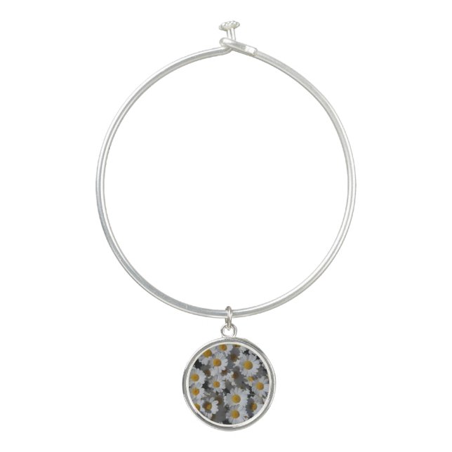 White Daisies  Bangle Bracelet (Front)