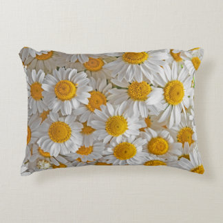 White Daisies: Beautiful Floral Background Accent Pillow