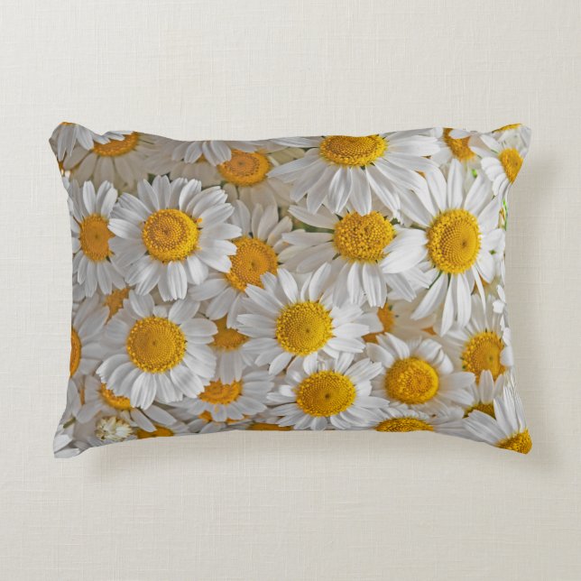 White Daisies: Beautiful Floral Background Accent Pillow (Front)