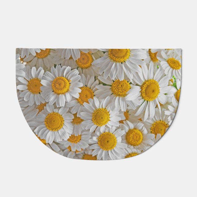 White Daisies: Beautiful Floral Background Doormat (Front)