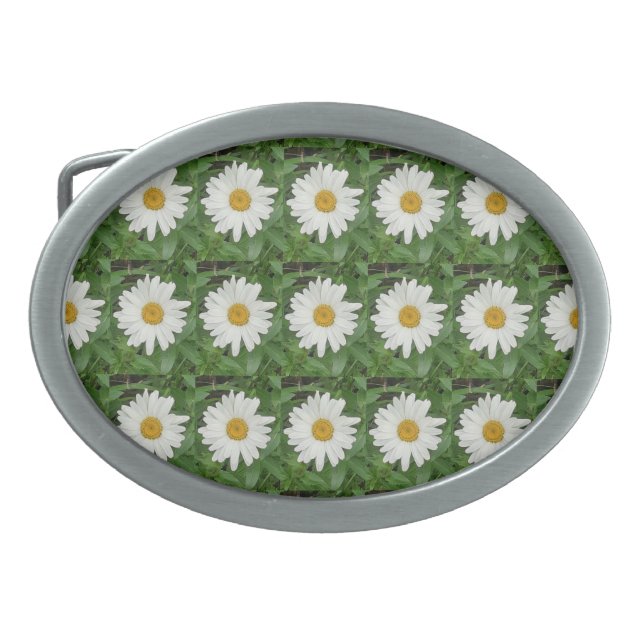 White Daisies Belt Buckle (Front)