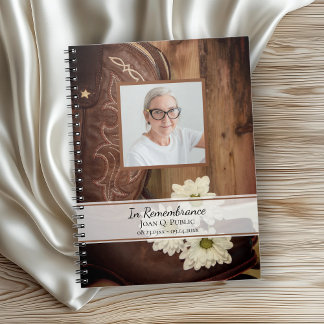 White Daisies Boots Funeral Memorial Guest Book