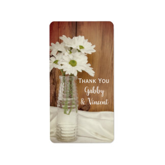 White Daisies Bottle Wedding Thank You Favor Tag