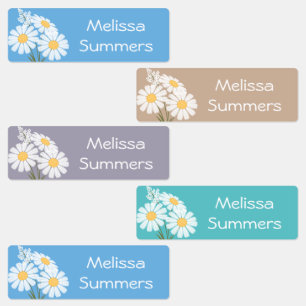 White Daisies Bouquet Kids' Labels
