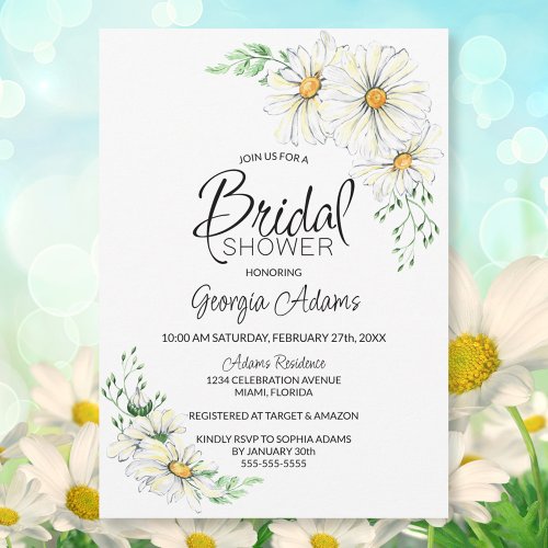 White Daisies Bridal Shower Invitation