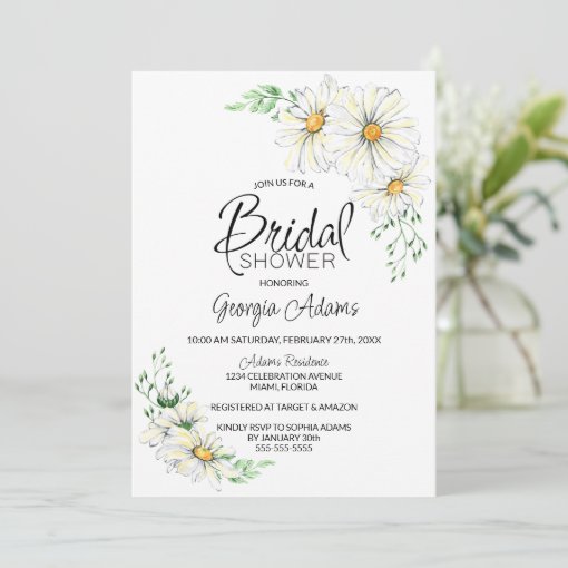 White Daisies Bridal Shower Invitation Zazzle
