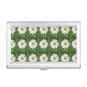 White Daisies  Business Card Case