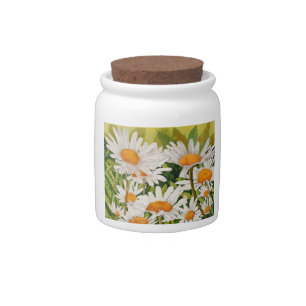 White Daisies Candy Jar