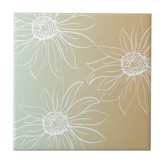 White Daisies Ceramic Tile (Front)
