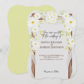 White Daisies cheerful Floral Simple Watercolor Invitation
