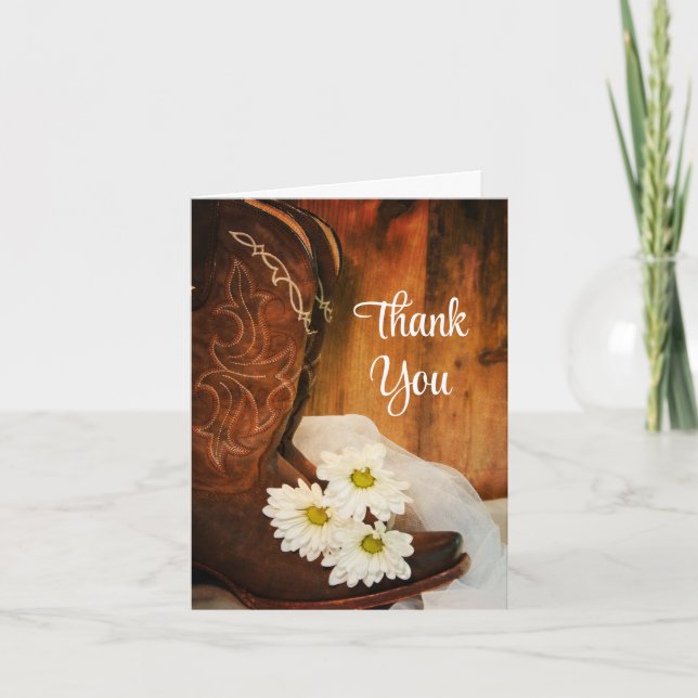 White Daisies Cowboy Boots Bridesmaid Thank You (Front)