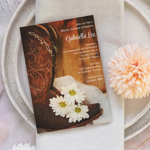 Daisies and Boots Country Bridal Shower Invitation