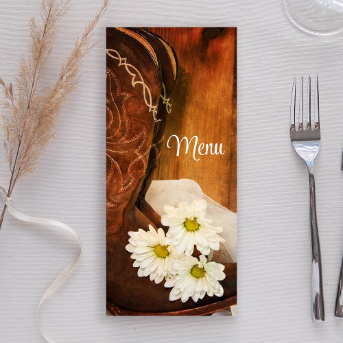 White Daisies Cowboy Boots Western Wedding Menu