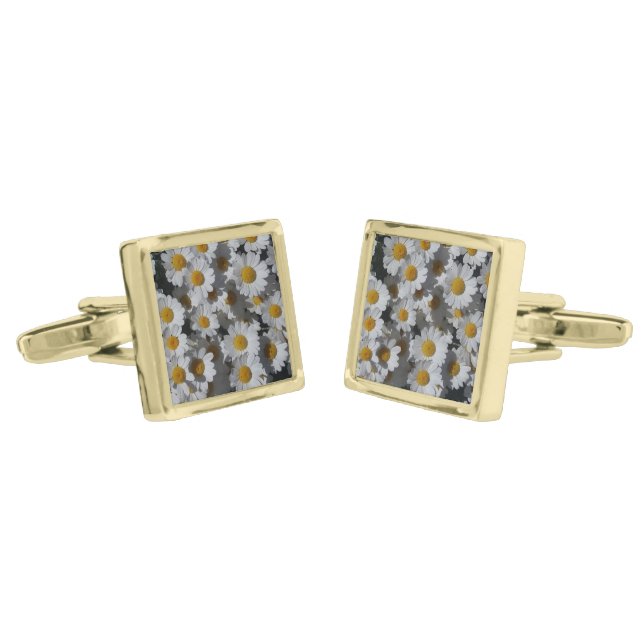 White Daisies  Cufflinks (Angled)