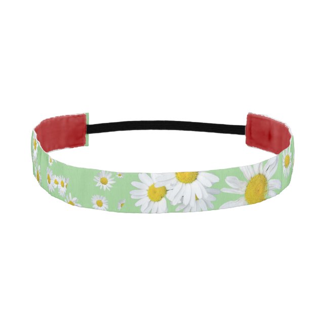 White Daisies Cust. BG Green Headband (Front)