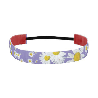 White Daisies Cust. BG Purple Headband