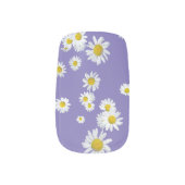 White Daisies Cust. BG Purple Nail Art Decals (Left Thumb)