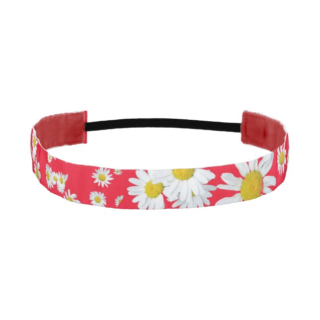 White Daisies Cust. BG Red Headband (Front)