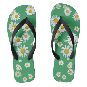 White Daisies Cust. Color Adult Flip Flops