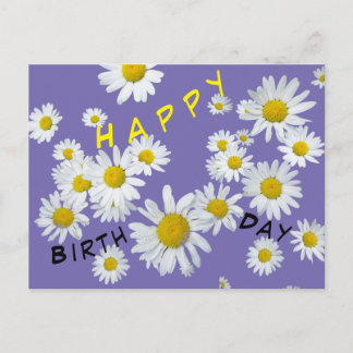 White Daisies Cust. Color Happy Birthday Postcard