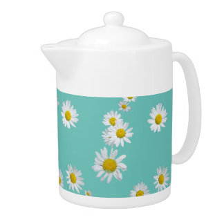 White Daisies Cust. Color Teapot