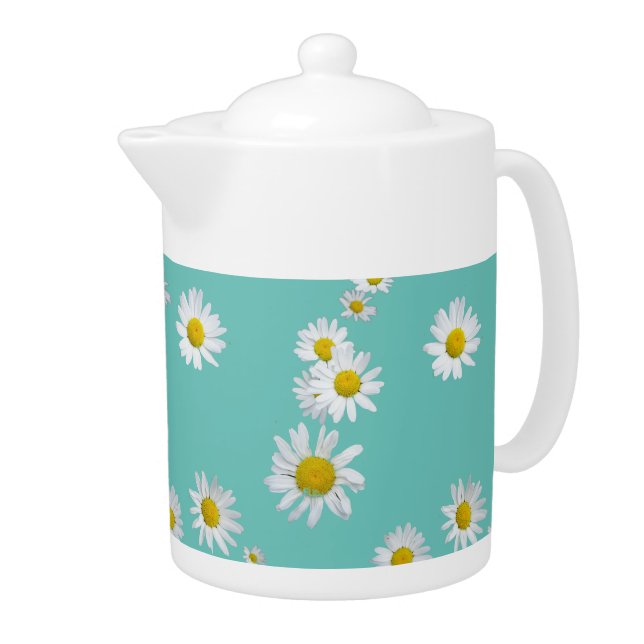 White Daisies Cust. Color Teapot (Right)