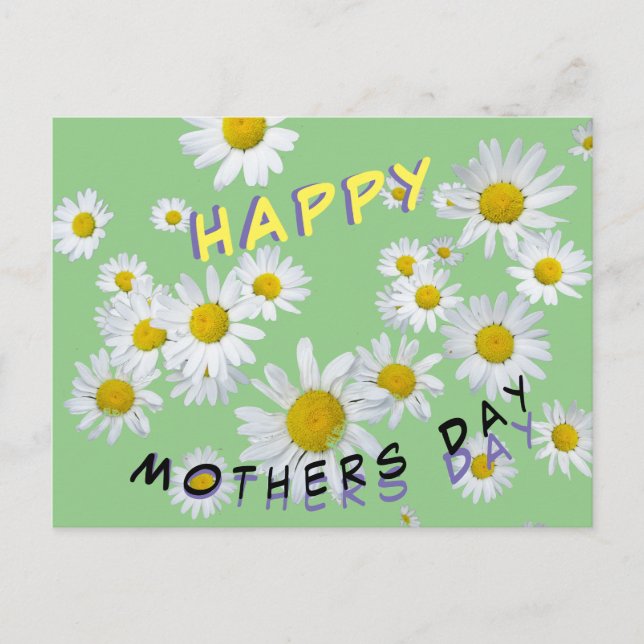 White Daisies Cust. Happy Mothersday Postcard (Front)