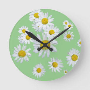 White Daisies Cust. Wall Clock