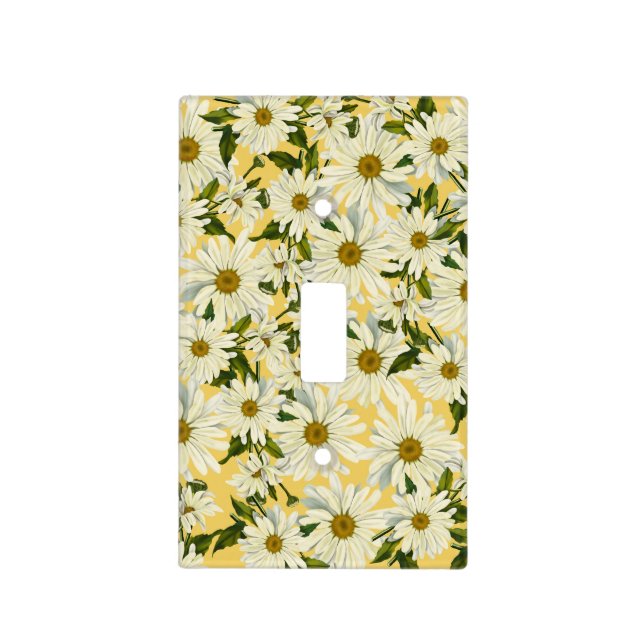 White Daisies Daisy Flower Yellow Bright Cheerful Light Switch Cover (Front)