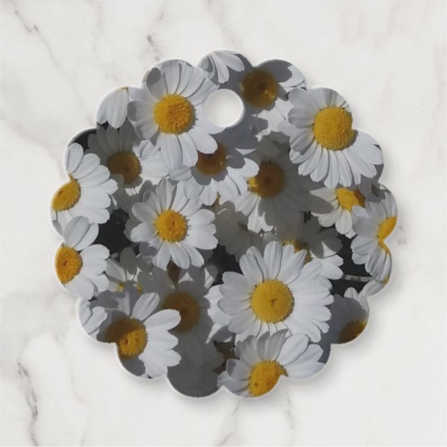 White Daisies Favor Tags (Front)