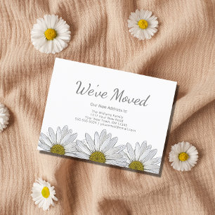 White Daisies Floral Rustic Moving Announcement Postcard