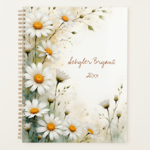 White Daisies Floral Spiral-bound Summer Botanical Planner