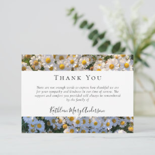 White Daisies Funeral Sympathy Floral Thank You Card
