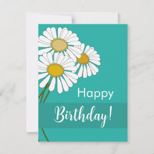 White Daisies Happy Birthday Postcard