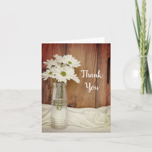 White Daisies in Milk Bottle Wedding Thank You